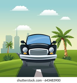 car travel vacation road landscape city background