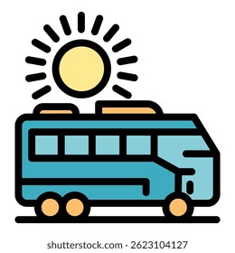 Car trip icon. Outline car trip vector icon color flat isolated