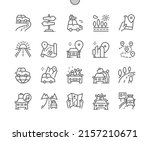 Car trip. Route. Pointer. Happy vacation. Driving. Pixel Perfect Vector Thin Line Icons. Simple Minimal Pictogram