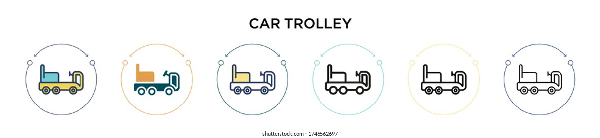 Car trolley icon in filled, thin line, outline and stroke style. Vector illustration of two colored and black car trolley vector icons designs can be used for mobile, ui, web