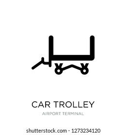 car trolley icon vector on white background, car trolley trendy filled icons from Airport terminal collection, car trolley simple element illustration