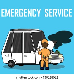 Car Trouble. Car breaks down. vehicle recovery concept. Vector illustrations flat design