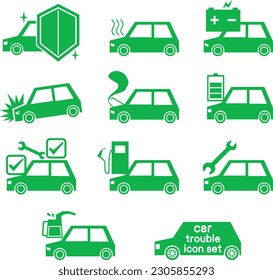 Car trouble icon illustration set