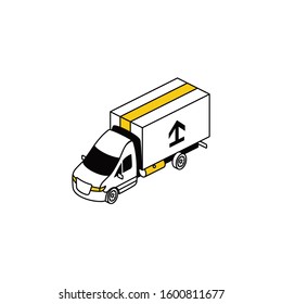 Car truck delivery van. Vector line, 3d stroke isometric, color web icon, new flat style. Creative illustration design, abstract idea for infographics.