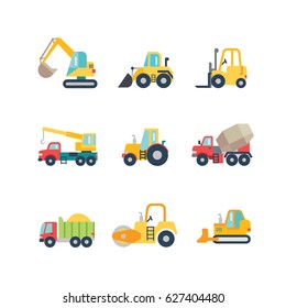 car and truck icon set, flat, eps 8, no transparencies