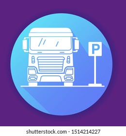 Car truck parking sign icon. Flat vector illustration.Isolated on a white background.Vehicle front view.