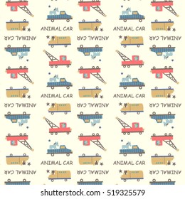 Car and truck pattern soft vintage color style. Vector illustration