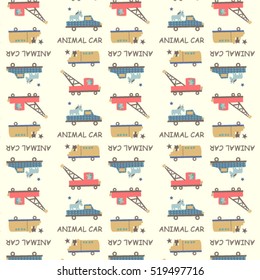 Car and truck pattern soft vintage color style. Vector illustration