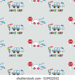 Car and truck pattern soft vintage color style. Vector illustration