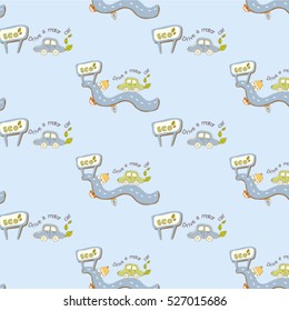 Car and truck pattern soft vintage color style. Vector illustration