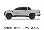 car truck pick up side view pickup silver grey art 3d 4x4 vector template element sign symbol logo template vector graphic design illustration isolated white suv trip