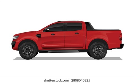 car truck pick up side view pickup red art 3d 4x4 f 150 f150 vector template element series ram gmc sign symbol logo template vector graphic design illustration isolated white suv trip