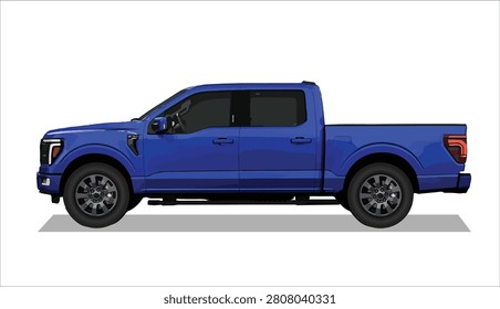 car truck pick up side view pickup blue art 3d 4x4 f 150 f150 vector template element series ram gmc sign symbol logo template vector graphic design illustration isolated white suv trip