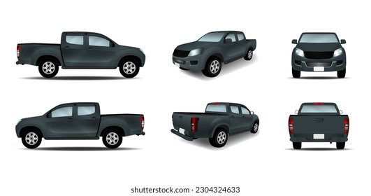 Car truck pickup black isolated on the background. Ready to apply to your design. Vector illustration.