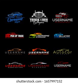  car truck suv pick up logo design vector set