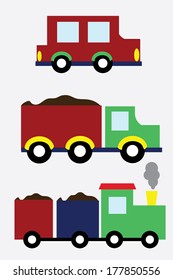 Car, truck and train 