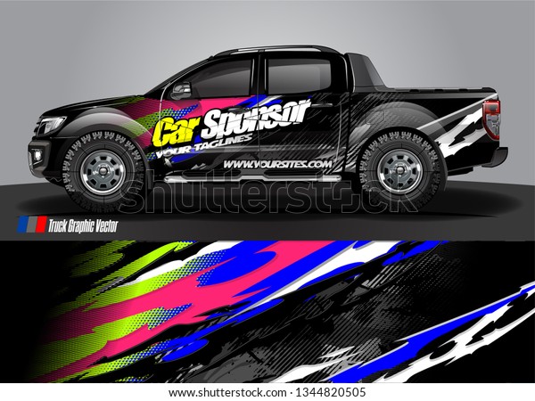 Car and truck wrap decal design vector. abstract\
Graphic background kit designs for vehicle, race car, rally,\
livery, sport car