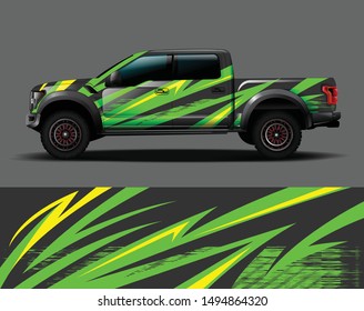 car truck wrap design, decal, vinyl sticker designs concept. auto design geometric stripe grunge background for wrap vehicles, race cars, cargo vans, pickup trucks and livery. racing or daily use