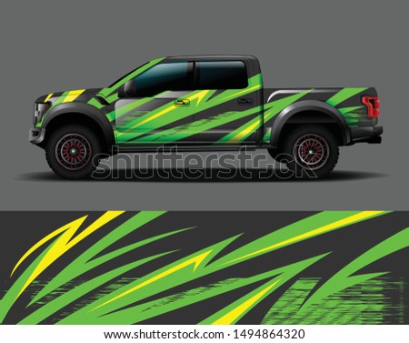 car truck wrap design, decal, vinyl sticker designs concept. auto design geometric stripe grunge background for wrap vehicles, race cars, cargo vans, pickup trucks and livery. racing or daily use