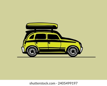 A car with a trunk from above, side view. Vector illustration.