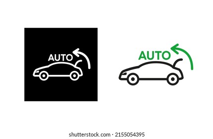 Icono automático del maletero del coche. Icono de la tecla troncal del coche. Silhouette y logotipo original lineal. Icono de signo de estilo de contorno simple. Ilustración vectorial aislada en fondo blanco. EPS 10