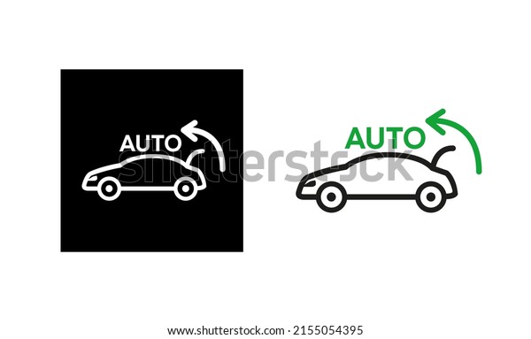Car trunk auto icon. Car\
trunk key icon. Silhouette and linear original logo. Simple outline\
style sign icon. Vector illustration isolated on white background.\
EPS 10