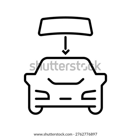 Car trunk icon. Industry and vehicle parts line symbol. Black and white.