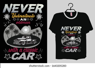 Car T-shirt Design Template Vector And Car T-Shirt Design, Car Typography Vector Illustration With T-shirt mock up.