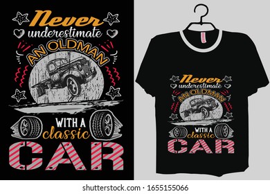 Car T-shirt Design Template Vector And Car T-Shirt Design, Car Typography Vector Illustration With T-shirt Mock up.