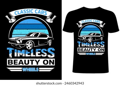 Camiseta de coche . Tipografía de coches , Vector, ilustración, carreras de velocidad deportiva , camiseta clásica y creativa de estilo antiguo para impresión. Coches retro clásicos. Plantilla de diseño de la camiseta del coche de Antiguas. diseño simple. 