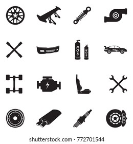 Car Tuning Icons. Black Flat Design. Vector Illustration. 