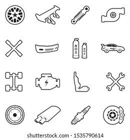 Car Tuning Icons. Line With Fill Design. Vector Illustration.