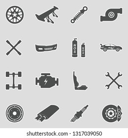 Car Tuning Icons. Sticker Design. Vector Illustration.