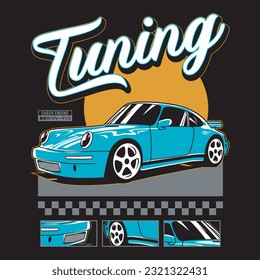 car tuning logo illustration, premium vector. translation: best performance.