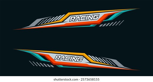 Car tuning stickers, speed racing stripes. Side body graphic sticker design for car vectors.