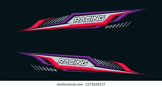 Car tuning stickers, speed racing stripes. Side body graphic sticker design for car vectors.