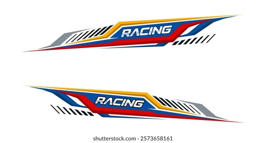 Car tuning stickers, speed racing stripes. Side body graphic sticker design for car vectors.