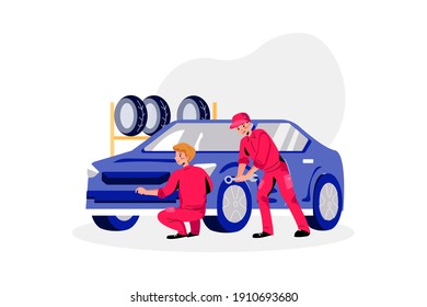 Car Tuning Vector Illustration concept. Flat illustration isolated on white background.