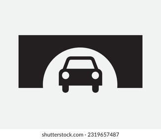 Car Tunnel Exit Icon. Arch Bridge Under Underneath Road Traffic Structure Black and White Sign Symbol Illustration Artwork Graphic Clipart EPS Vector