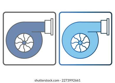 Car turbine icon illustration. icon related to car service, car repair. Two tone icon style, lineal color. Simple vector design editable
