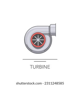 Car turbine icon. Outline colorful icon of turbo on white. Vector illustration