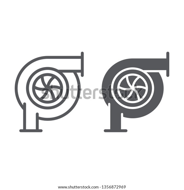 Car turbine line and glyph icon, auto and part, car
detail sign, vector graphics, a linear pattern on a white
background, eps 10.