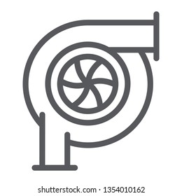 Car turbine line icon, auto and part, car detail sign, vector graphics, a linear pattern on a white background, eps 10.
