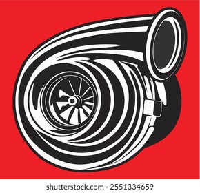 Car Turbo Illustration Vector With Red Background.