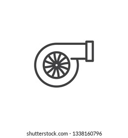 Car turbo line icon. linear style sign for mobile concept and web design. Turbocharger automotive part outline vector icon. Symbol, logo illustration. Pixel perfect vector graphics