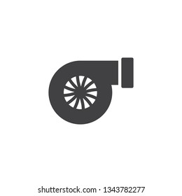 Icono de vector turbo de Camión. signo plano relleno para concepto móvil y diseño web. Icono de glifo de pieza de automóvil del turbocompresor. Símbolo, ilustración del logotipo. Gráficos vectoriales perfectos para píxeles