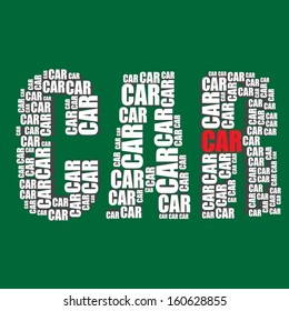 car typography 3d text word art vector illustration car word cloud