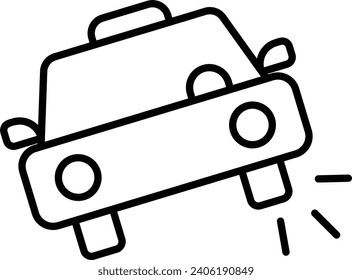 Car tyre burst Outline vector illustration icon