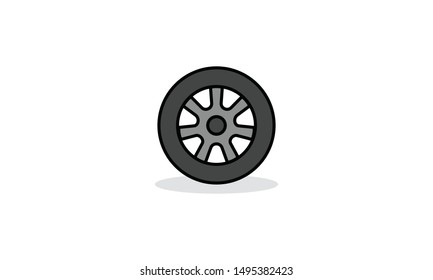 Car Tyre in Flat Style Design