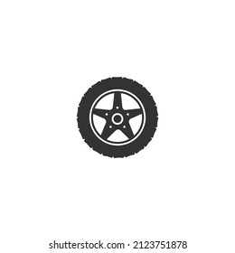 Car Tyre Icon, Disk Light Alloy And Rubber Treads Wheel, Thin Line Symbol On White Background - Editable Stroke Vector Illustration 